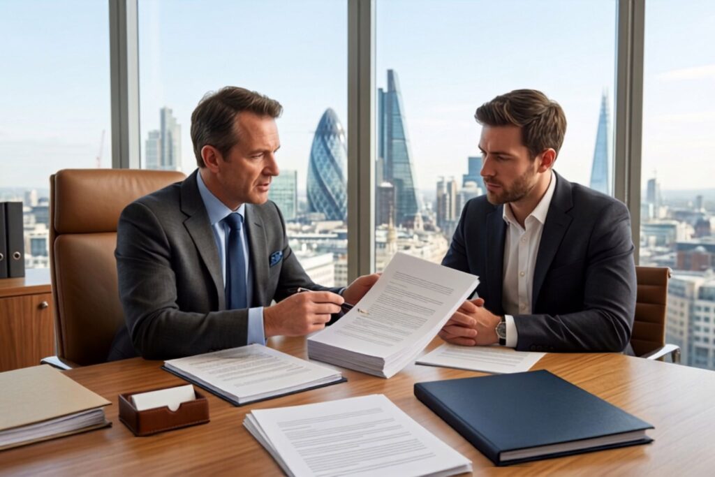 KSC Legal employment lawyer in London conducting a professional settlement agreement review with a client.



